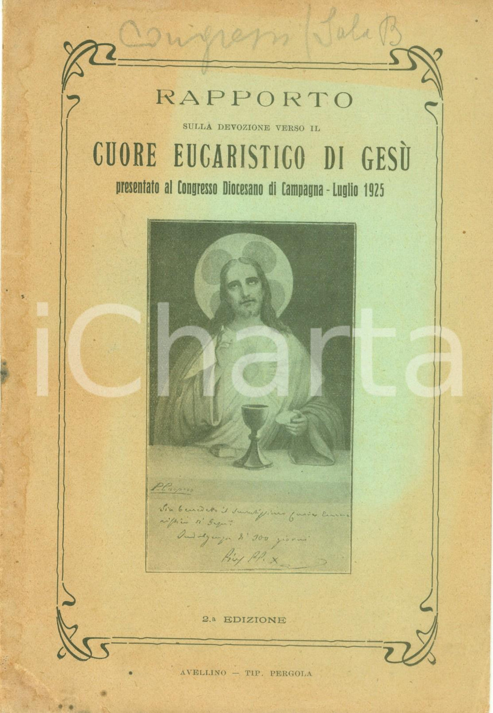 Libro, pubblicazione d epoca 1925 CAMPAGNA SA Devozione per Cuore Eucaristico di GESU  Congresso Diocesano 1