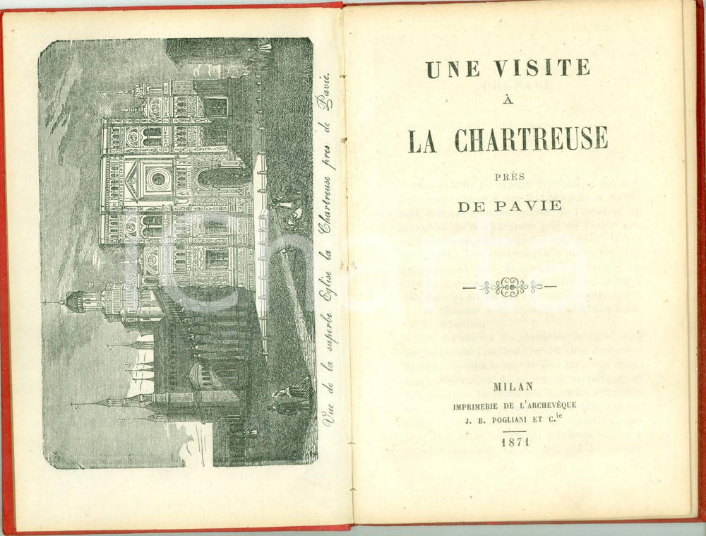Libro, pubblicazione d epoca 1871 PAVIA Une visite Ã  la Chartreuse prÃ¨s de PAVIE con TRE TAVOLE 1