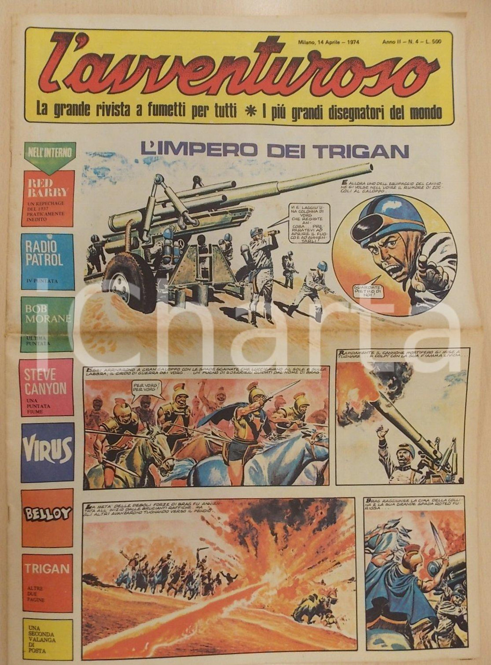 Giornale, rivista storica 1974 L AVVENTUROSO Anno II n.4 RADIO PATROL Red Barry BOB MORANE Belloy Rivista 1