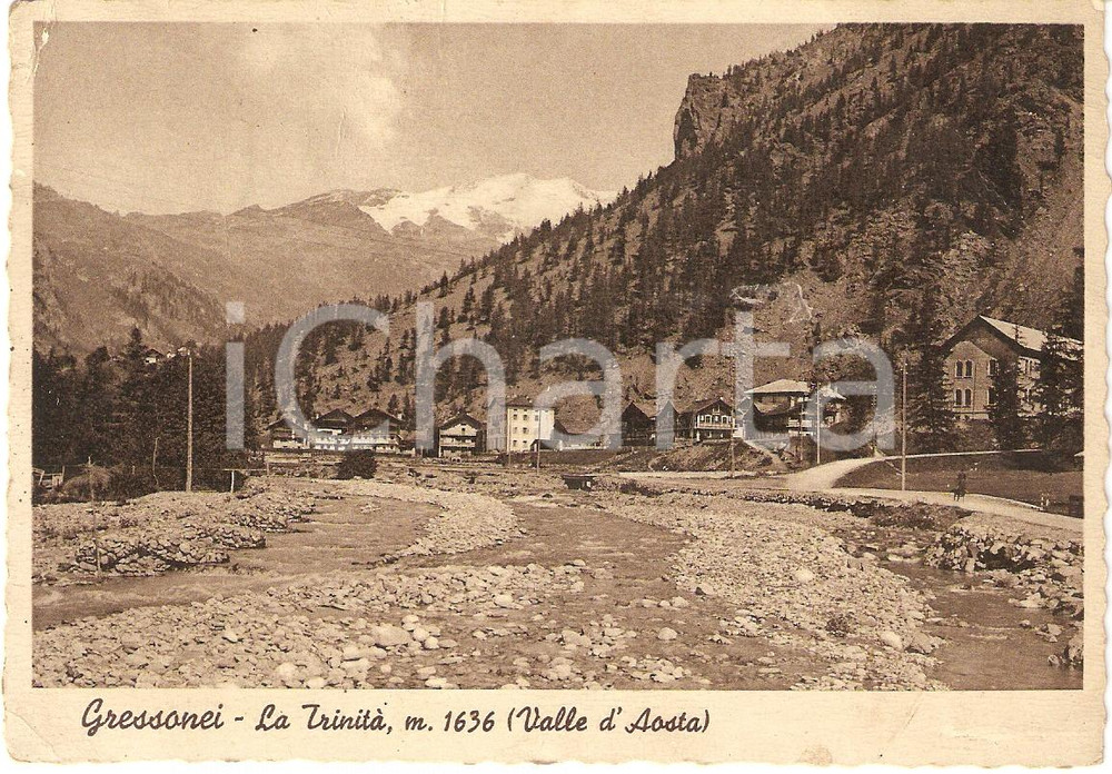 Cartolina originale da collezione 1940 GRESSONEYLATRINITE  AO Panorama del paese Valle del LYS  Cartolina FG 1