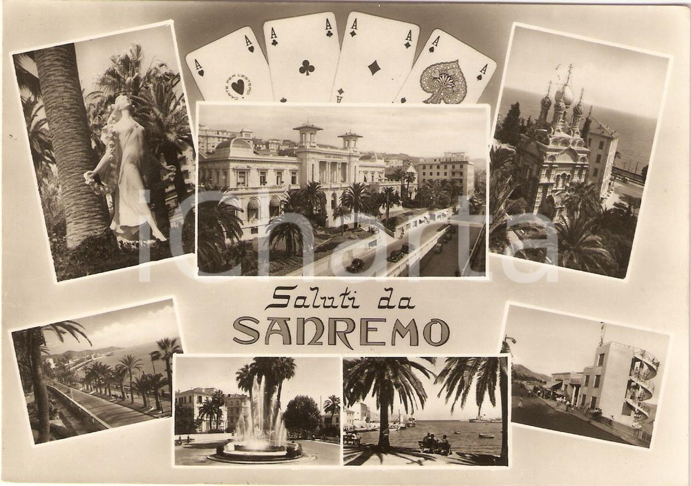 Cartolina originale da collezione 1966 SANREMO IM Vedutine CASINO  MUNICIPALE Chiesa Russa Ortodossa Cartolina 1