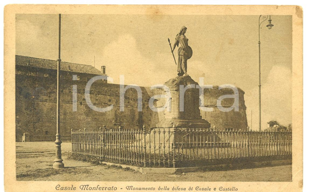Cartolina originale da collezione 1925 CASALE MONFERRATO AL Monumento alla Difesa Cartolina postale FP VG 1