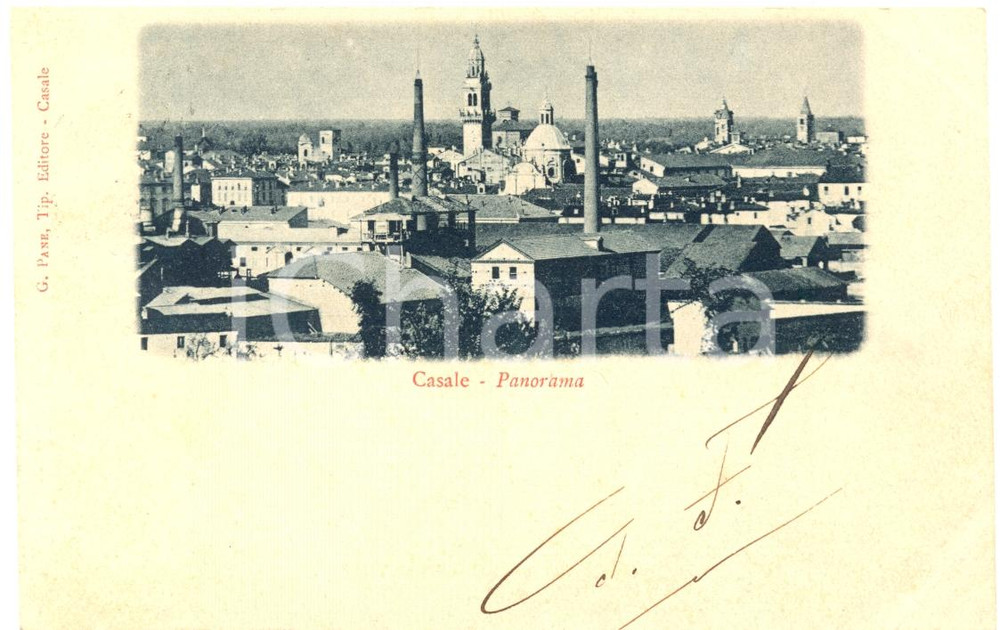 Cartolina originale da collezione 1900 ca CASALE MONFERRATO AL Panorama con campanili Cartolina postale FP VG 1