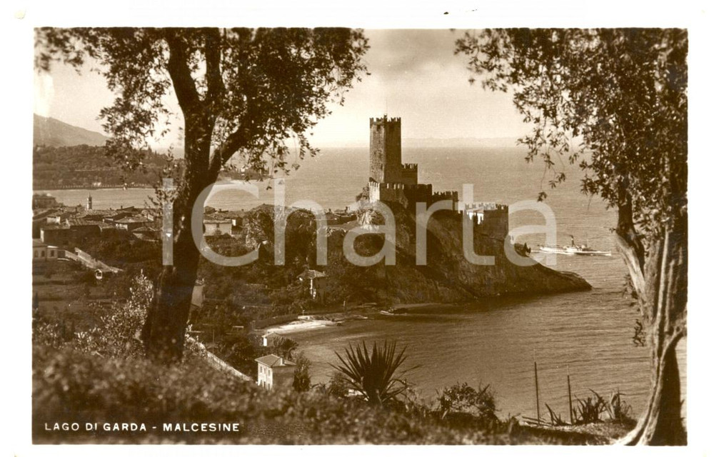 Cartolina originale da collezione 1950 ca MALCESINE VR Castello Scaligero Lago di GARDA Cartolina ANIMATA FP NV 1