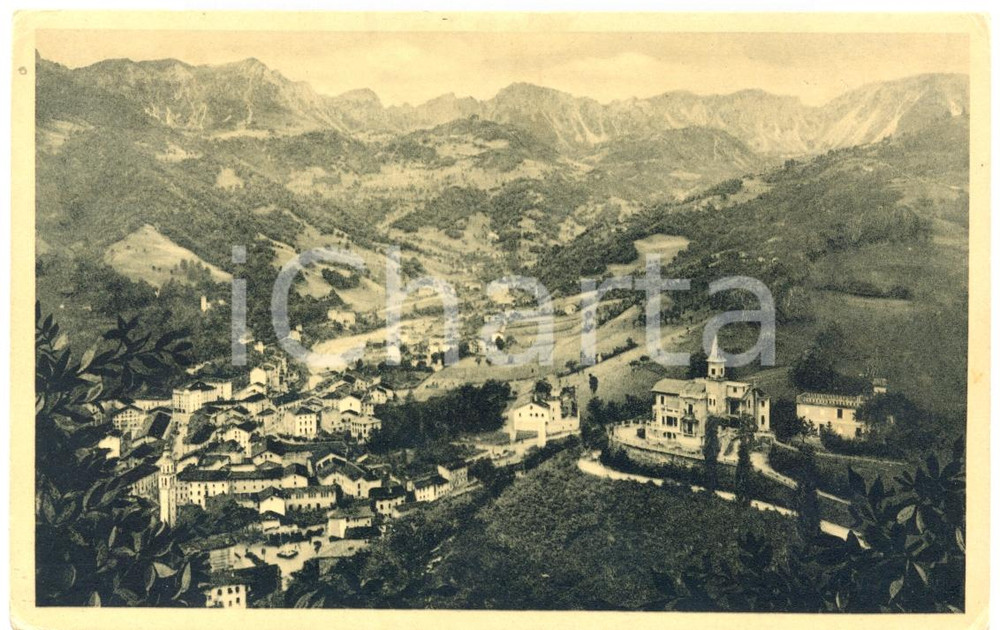 Cartolina originale da collezione 1933 RECOARO TERME VI Veduta panoramica aerea Cartolina postale FP VG 1