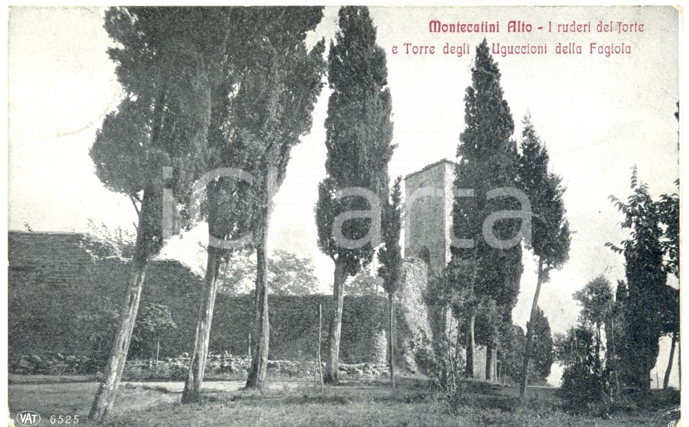 Cartolina originale da collezione 1910 MONTECATINI ALTO PT Forte e Torre degli UGUCCIONI della FAGIOLA FP VG 1