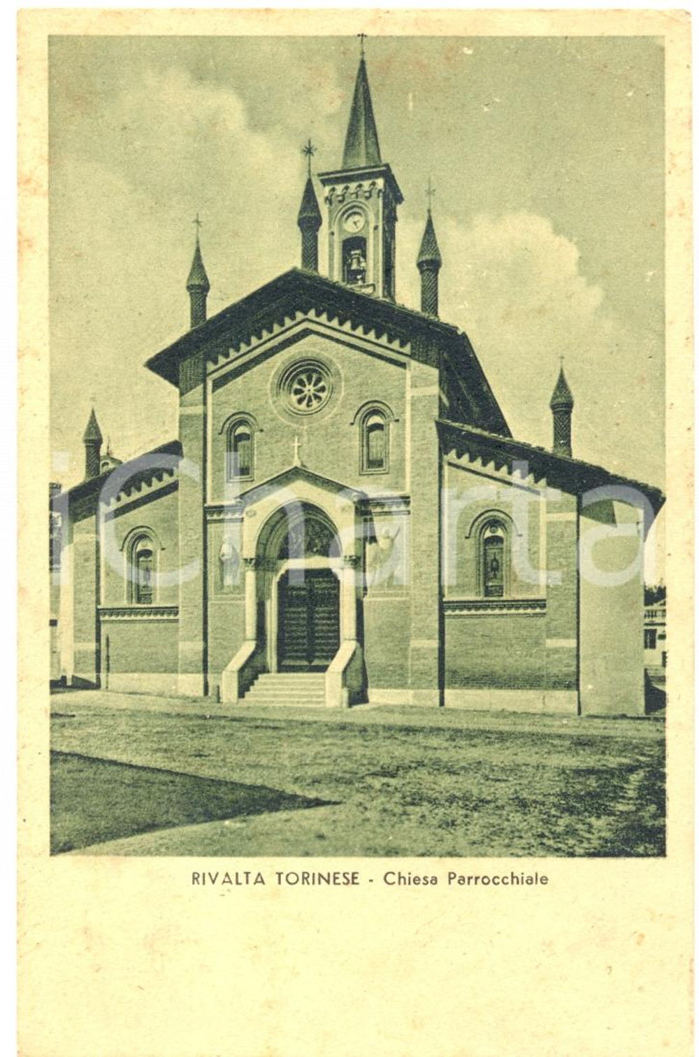 Cartolina originale da collezione 1942 RIVALTA DI TORINO TO Parrocchiale SANTI PIETRO e ANDREA Cartolina FP VG 1