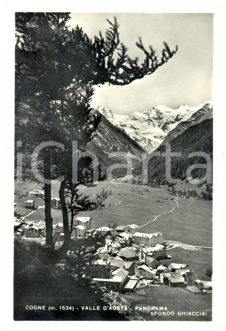 Cartolina originale da collezione 1958 COGNE AO Panorama con ghiacciai Cartolina postale FP VG 1