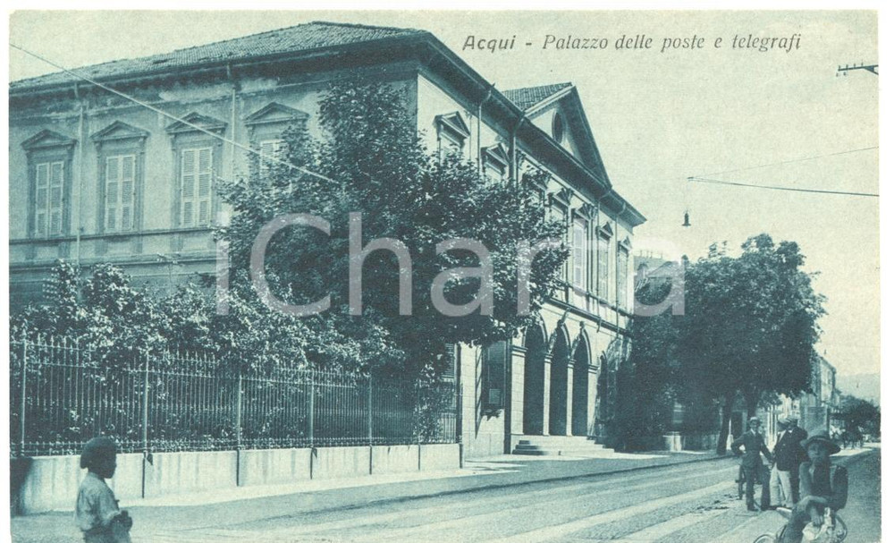 Cartolina originale da collezione 1920 ca ACQUI TERME AL Palazzo Poste e Telegrafi Cartolina ANIMATA FP NV 1