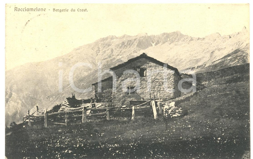 Cartolina originale da collezione 1911 ROCCIAMELONE TO Ovile sulla vetta Cartolina postale FP VG 1