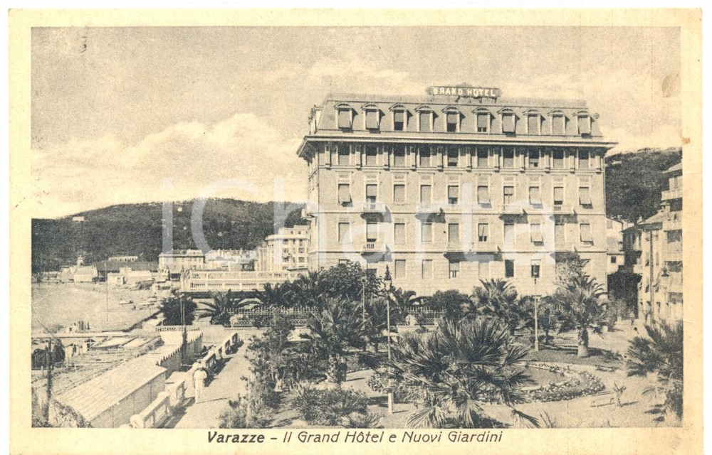 Cartolina originale da collezione 1932 VARAZZE SV GRAND HOTEL e nuovi giardini Cartolina postale FP VG 1