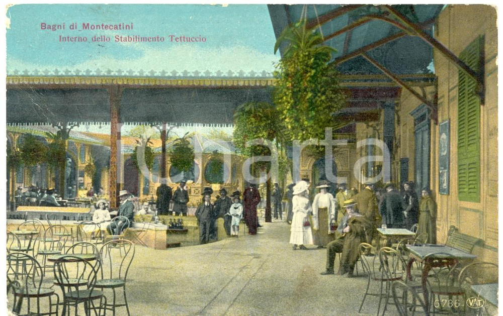 Cartolina originale da collezione 1912 MONTECATINI TERME PT Interno Stabilimento TETTUCCIO Cartolina ANIMATA 1