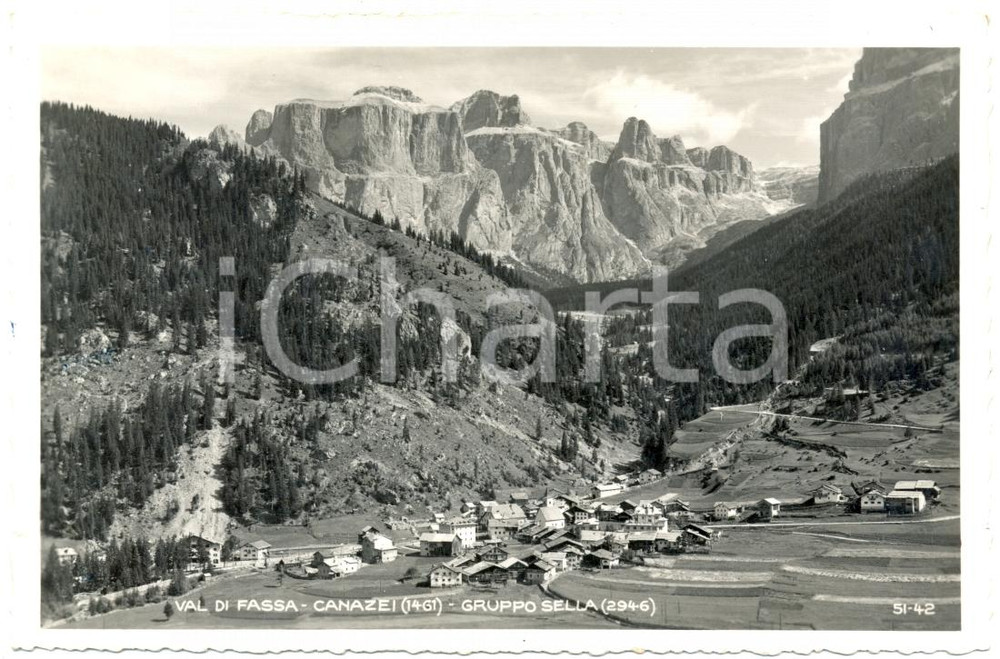 Cartolina originale da collezione 1941 CANAZEI TN val di FASSA con Gruppo SELLA Cartolina postale FP NV 1
