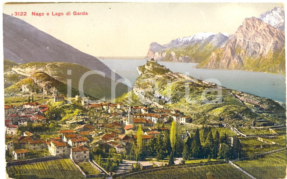 Cartolina originale da collezione 1911 NAGO  TORBOLE TN Panorama con Lago di GARDA Cartolina postale FP NV 1