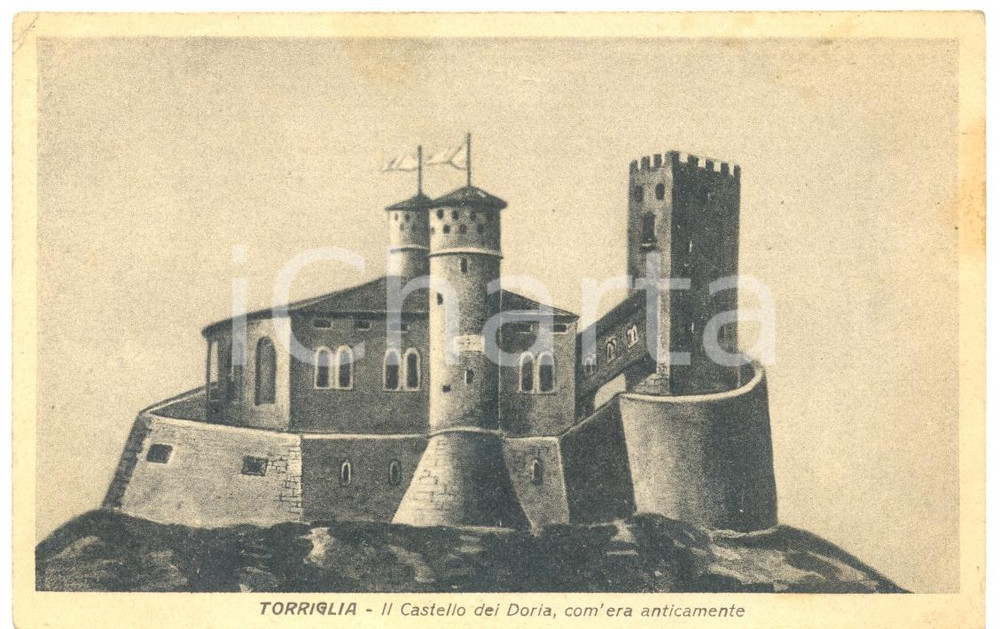 Cartolina originale da collezione 1943 TORRIGLIA GE Modellino dell antico Castello DORIA Cartolina postale FP VG 1
