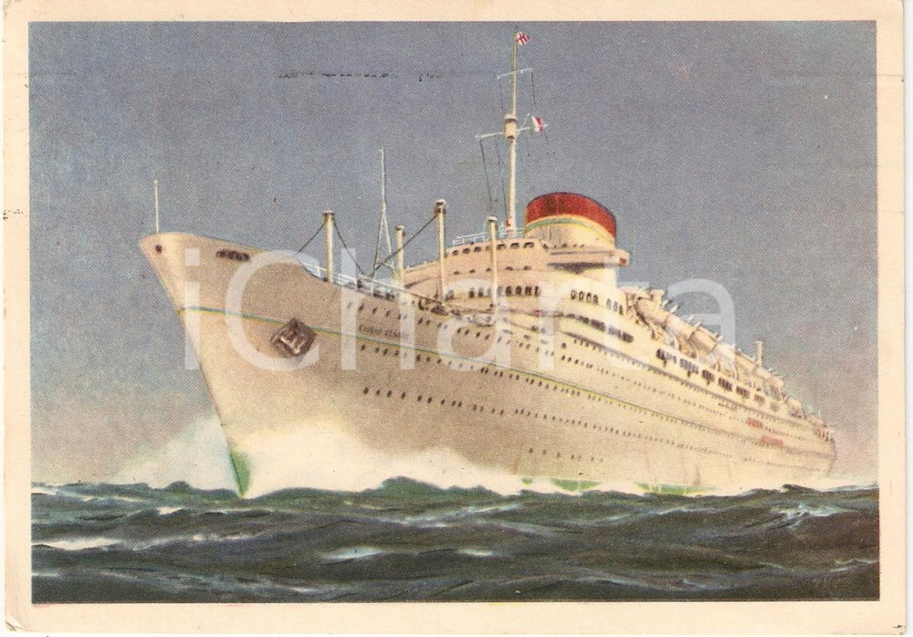 Cartolina originale da collezione 1954 MARINA MERCANTILE Motonave GIULIO CESARE illustrata Cartolina FG VG 1