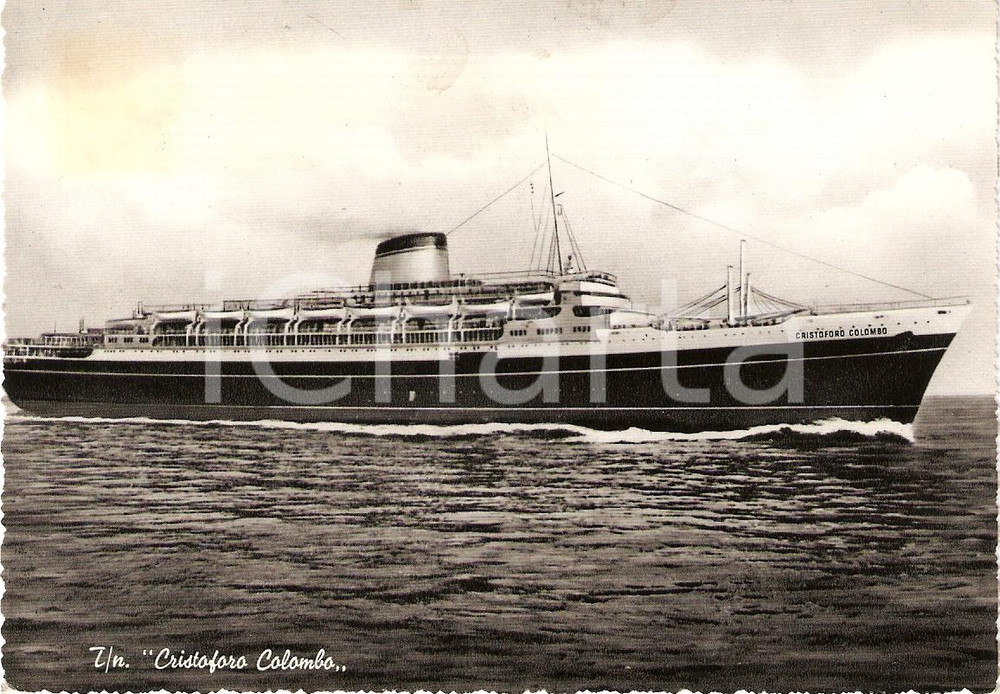 Cartolina originale da collezione 1954 MARINA MERCANTILE Turbonave Cristoforo COLOMBO Navigazione ITALIA Cartolina 1