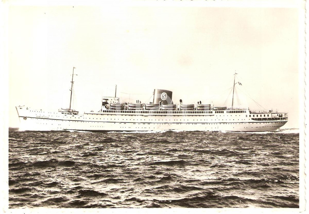 Cartolina originale da collezione 1950 ca SICULA OCEANICA F.lli GRIMALDI Turbonave VENEZUELA Marina Cartolina 1