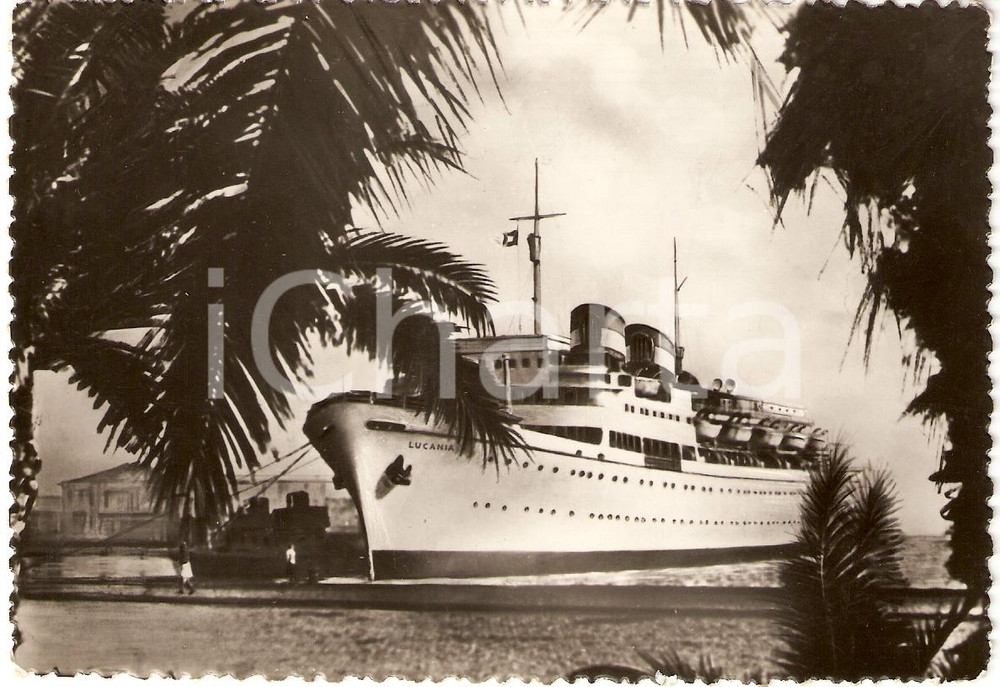 Cartolina originale da collezione 1956 FRATELLI GRIMALDI Armatori Transatlantico LUCANIA Marina militare Cartolina 1