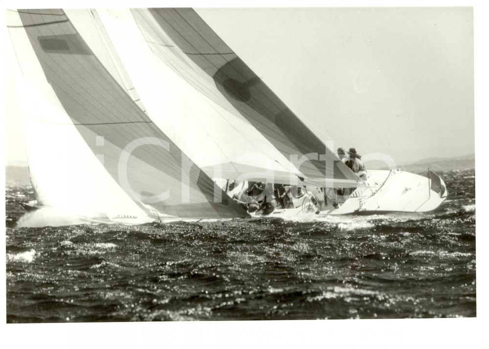 Fotografia d epoca originale 1987 FREMANTLE AU Louis Vuitton Cup AZZURRA II Brusca virata REGATTA Foto 1