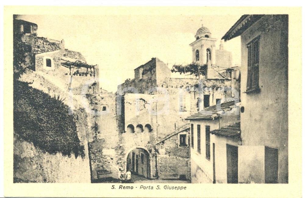 Cartolina originale da collezione 1930 ca SANREMO IM Porta SAN GIUSEPPE Cartolina postale ANIMATA FP NV 1