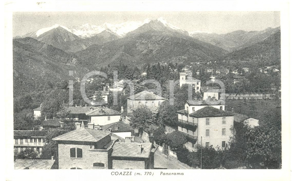 Cartolina originale da collezione 1956 COAZZE TO Panorama con Castello Cartolina postale FP VG 1