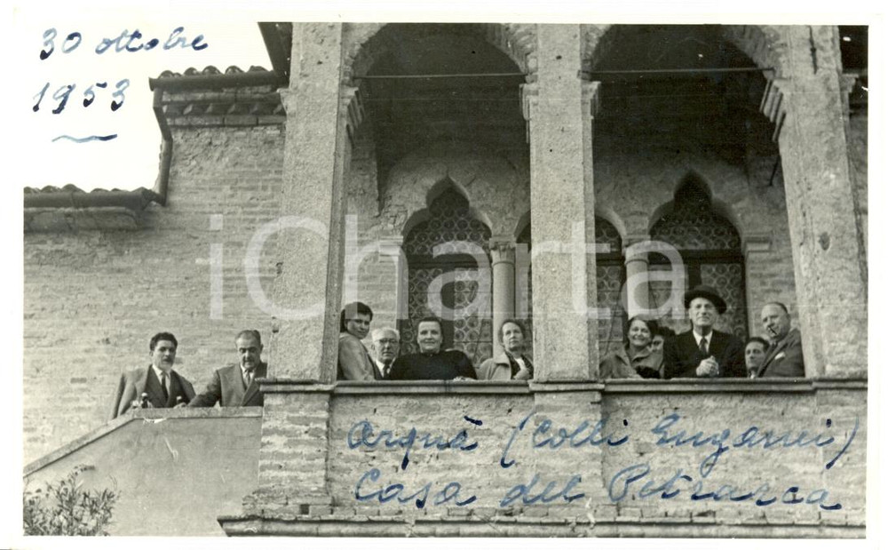 Cartolina originale da collezione 1953 ARQUA  PD Balcone abitazione PETRARCA Fotografia d epoca ANIMATA FP VG 1