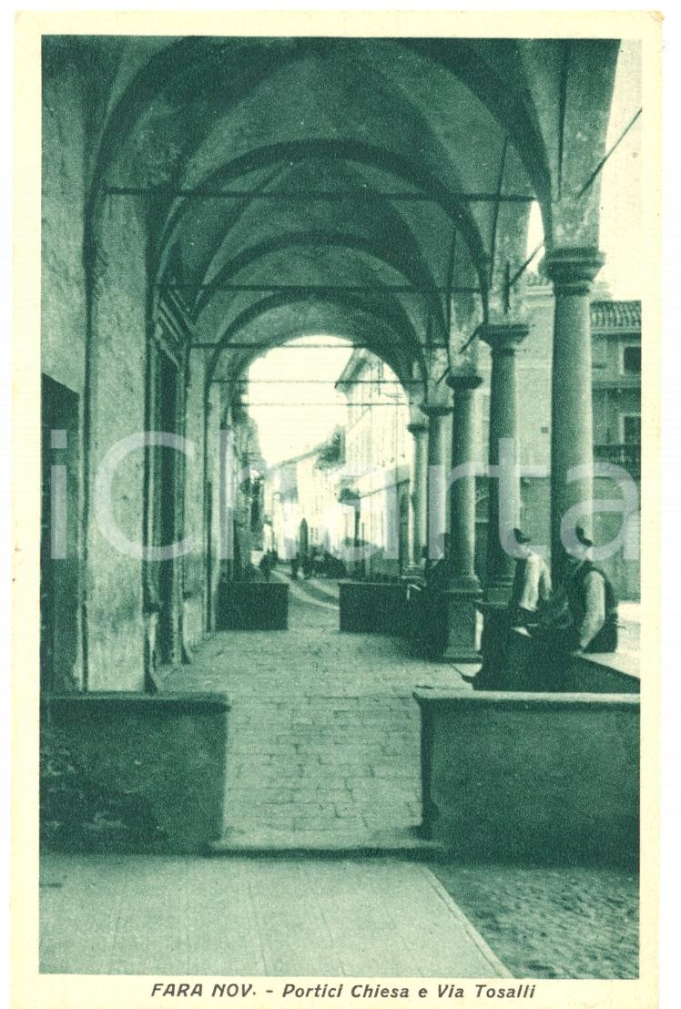 Cartolina originale da collezione 1930 ca FARA NOVARESE NO Chiesa SANTI FABIANO SEBASTIANO via TOSALLI ANIMATA 1