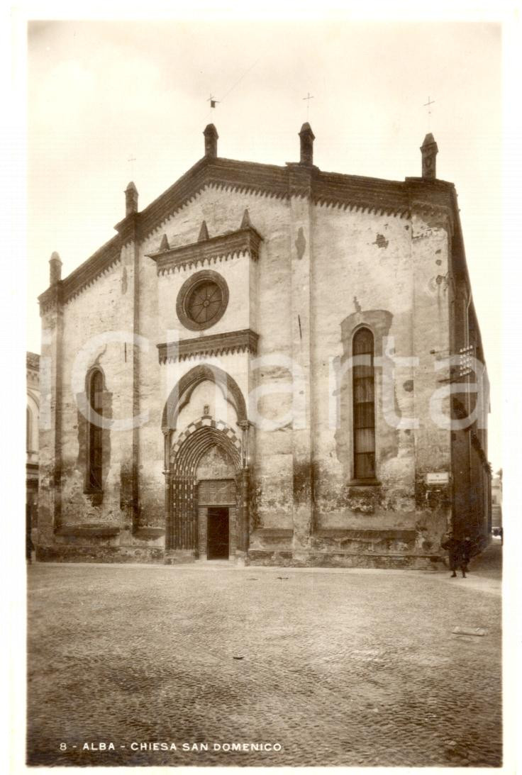 Cartolina originale da collezione 1934 ALBA CN Facciata della Chiesa di SAN DOMENICO Cartolina ANIMATA FP VG 1