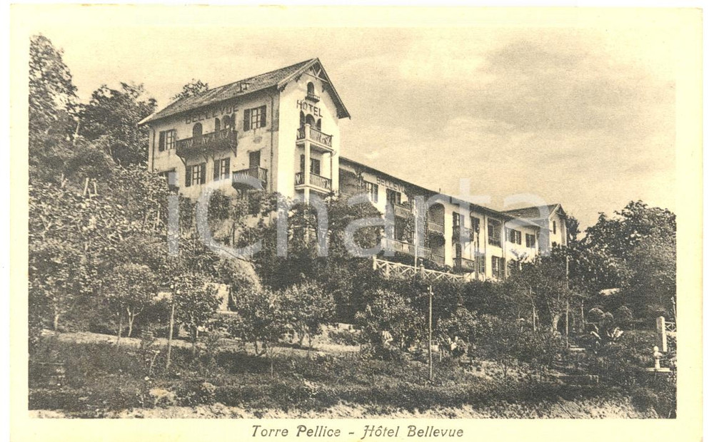 Cartolina originale da collezione 1920 ca TORRE PELLICE TO Hotel BELLEVUE Cartolina postale FP NV 1