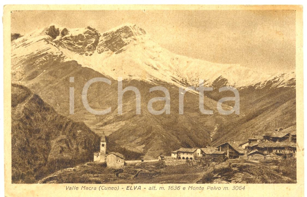 Cartolina originale da collezione 1957 ELVA CN Parrocchiale SANTA MARIA ASSUNTA Valle MACRA Monte PELVO FP VG 1