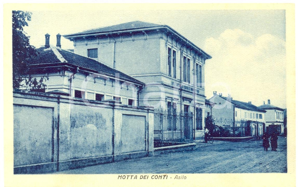 Cartolina originale da collezione 1930 ca MOTTA DE  CONTI VC L Asilo infantile Cartolina ANIMATA FP NV 1