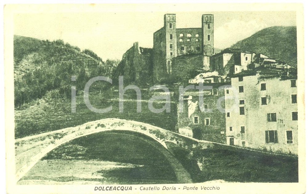 Cartolina originale da collezione 1930 ca DOLCEACQUA IM Ponte Vecchio e Castello DORIA Cartolina postale FP VG 1