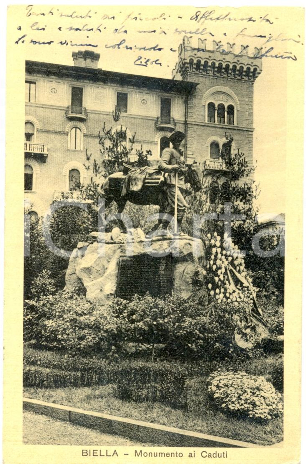 Cartolina originale da collezione 1937 BIELLA Monumento ai Caduti Cartolina postale FP VG 1