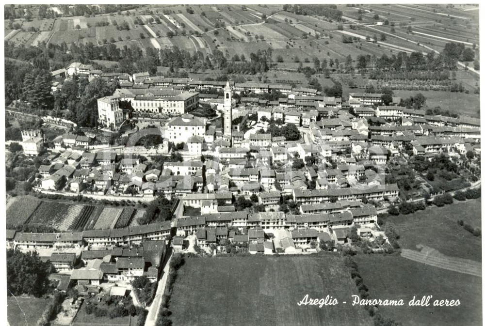 Cartolina originale da collezione 1961 AZEGLIO TO Veduta aerea con campanile Cartolina postale FG VG 1