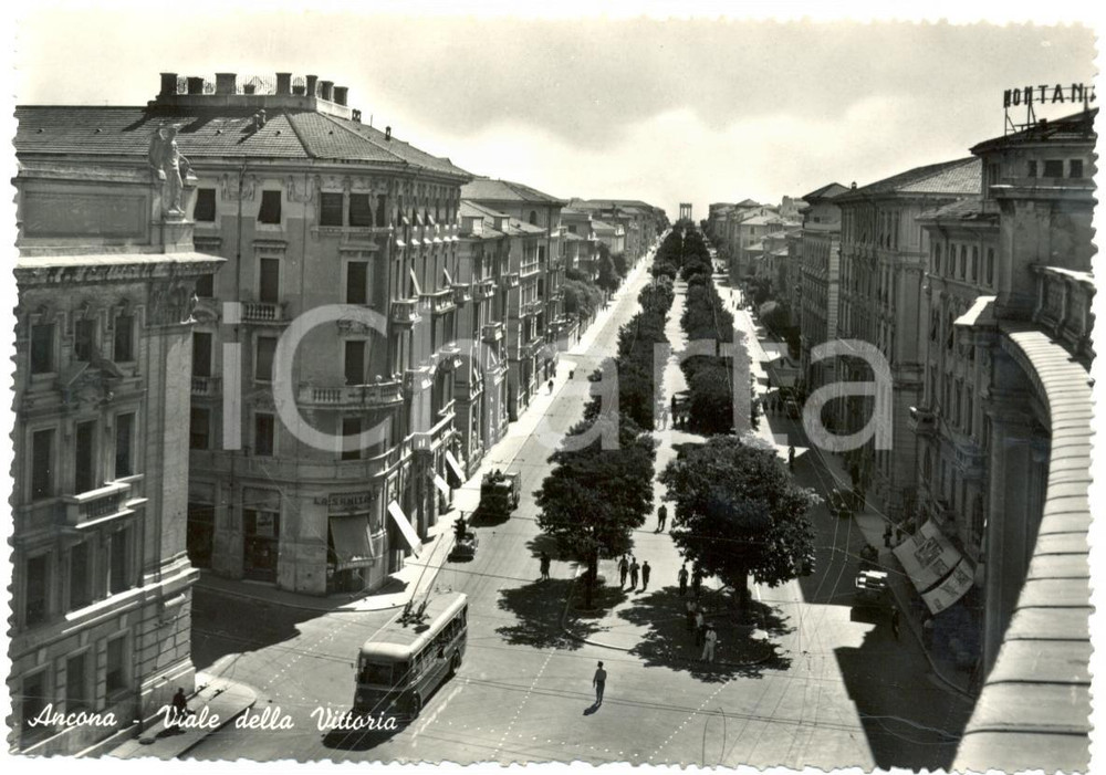 Cartolina originale da collezione 1955 ca ANCONA Filobus Viale della VITTORIA Cartolina ANIMATA FG NV 1