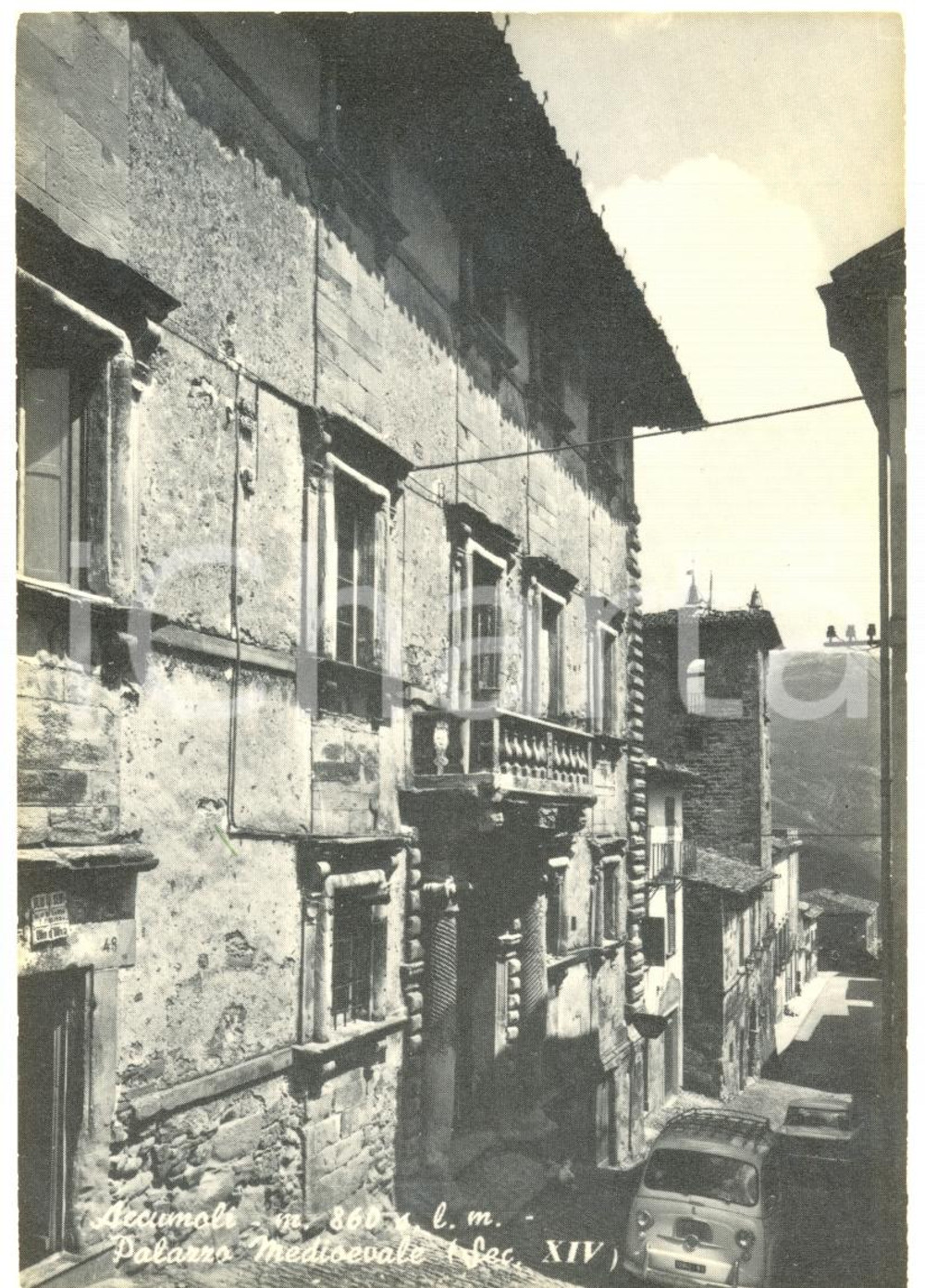 Cartolina originale da collezione 1955 ca ACCUMOLI RI Veduta Palazzo medievale Cartolina postale FG NV 1