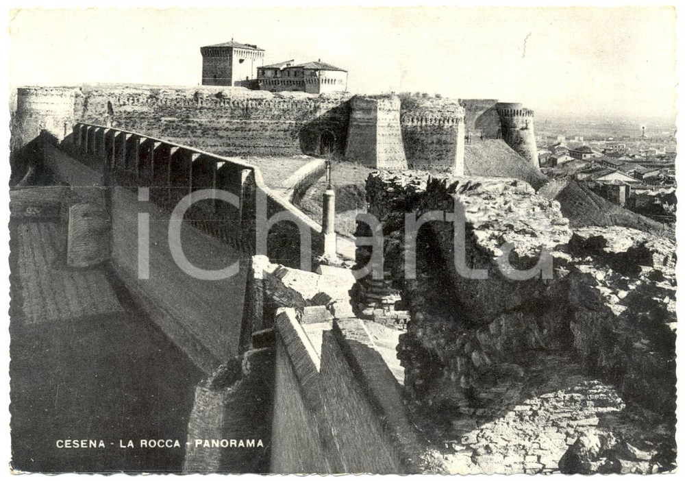 Cartolina originale da collezione 1954 CESENA FC Panorama con la Rocca Cartolina postale FG VG 1