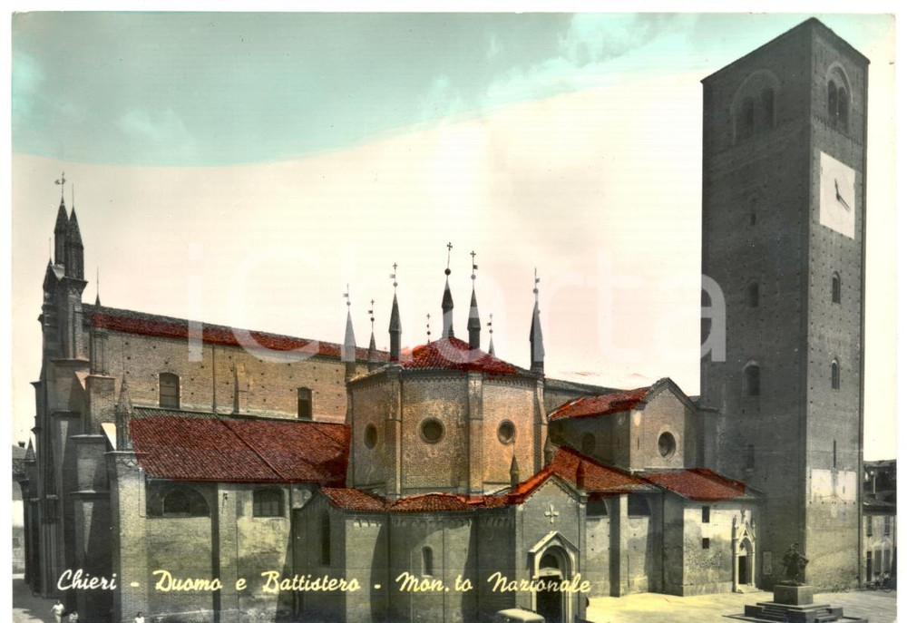 Cartolina originale da collezione 1966 CHIERI TO Battistero e parte del Duomo Cartolina postale FG VG 1