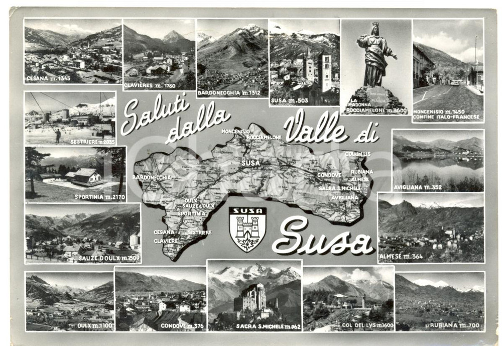 Cartolina originale da collezione 1960 SUSA TO Vedutine itinerari turistici Cartolina postale FG VG 1