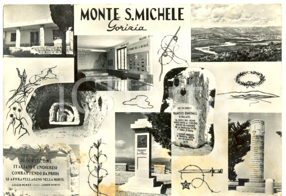 Cartolina originale da collezione 1956 MONTE SAN MICHELE GO Vedutine lapide Francesco RISMONDO Cartolina FG VG 1