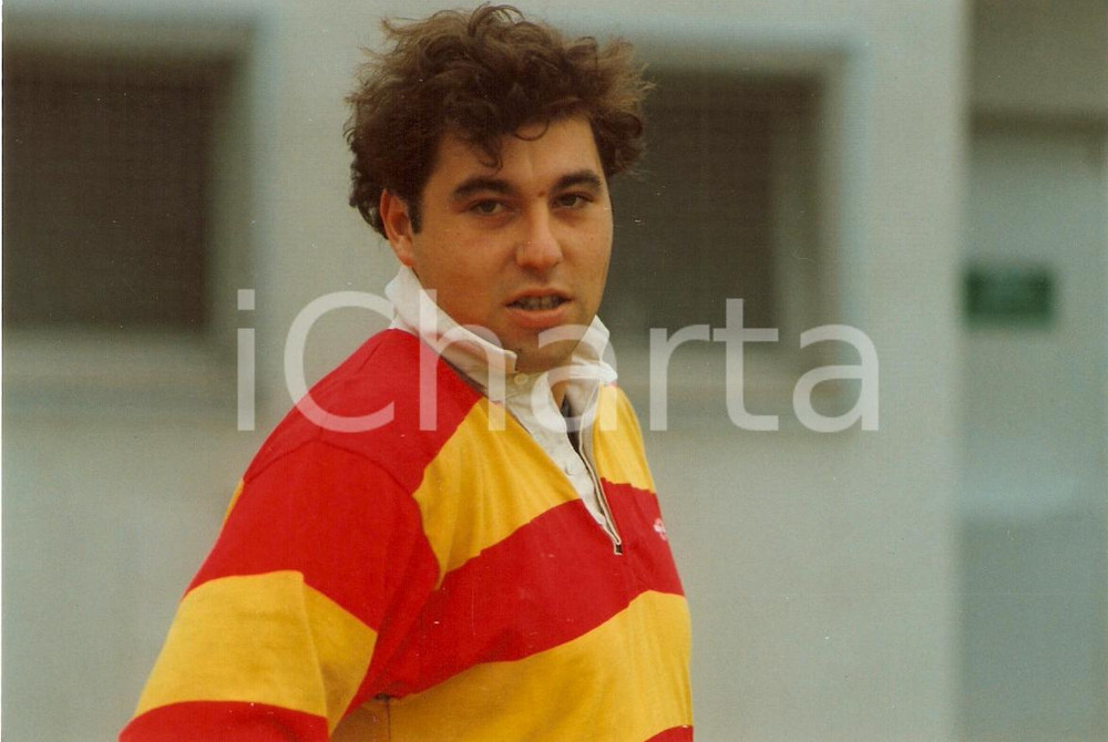 Fotografia d epoca originale 1990 ca PESARO Rugby Luciano BARTOLINI Luba Ritratto Fotografia 1