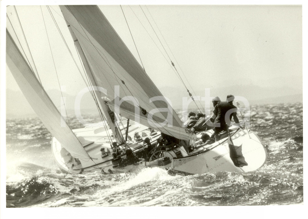 Fotografia d epoca originale 1987 FREMANTLE AU Louis Vuitton Cup AZZURRA II durante regata SAILING REGATTA 1