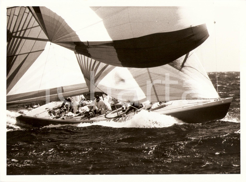 Fotografia d epoca originale 1987 FREMANTLE AU Louis Vuitton Cup STARS AND STRIPES durante regata FOTO 1