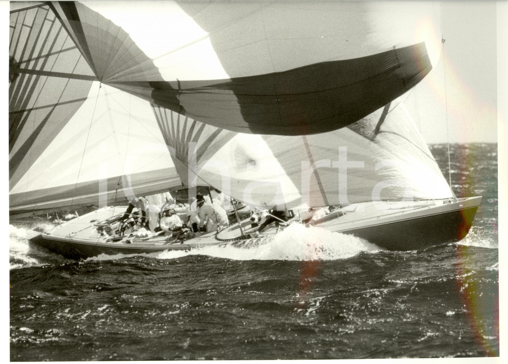 Fotografia d epoca originale 1987 FREMANTLE Louis Vuitton Cup STARS AND STRIPES durante regata FOTO 30 x 24 1