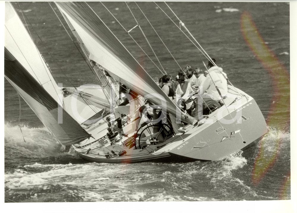 Fotografia d epoca originale 1987 FREMANTLE Louis Vuitton Cup STARS AND STRIPES Equipaggio REGATTA 30x24 cm 1