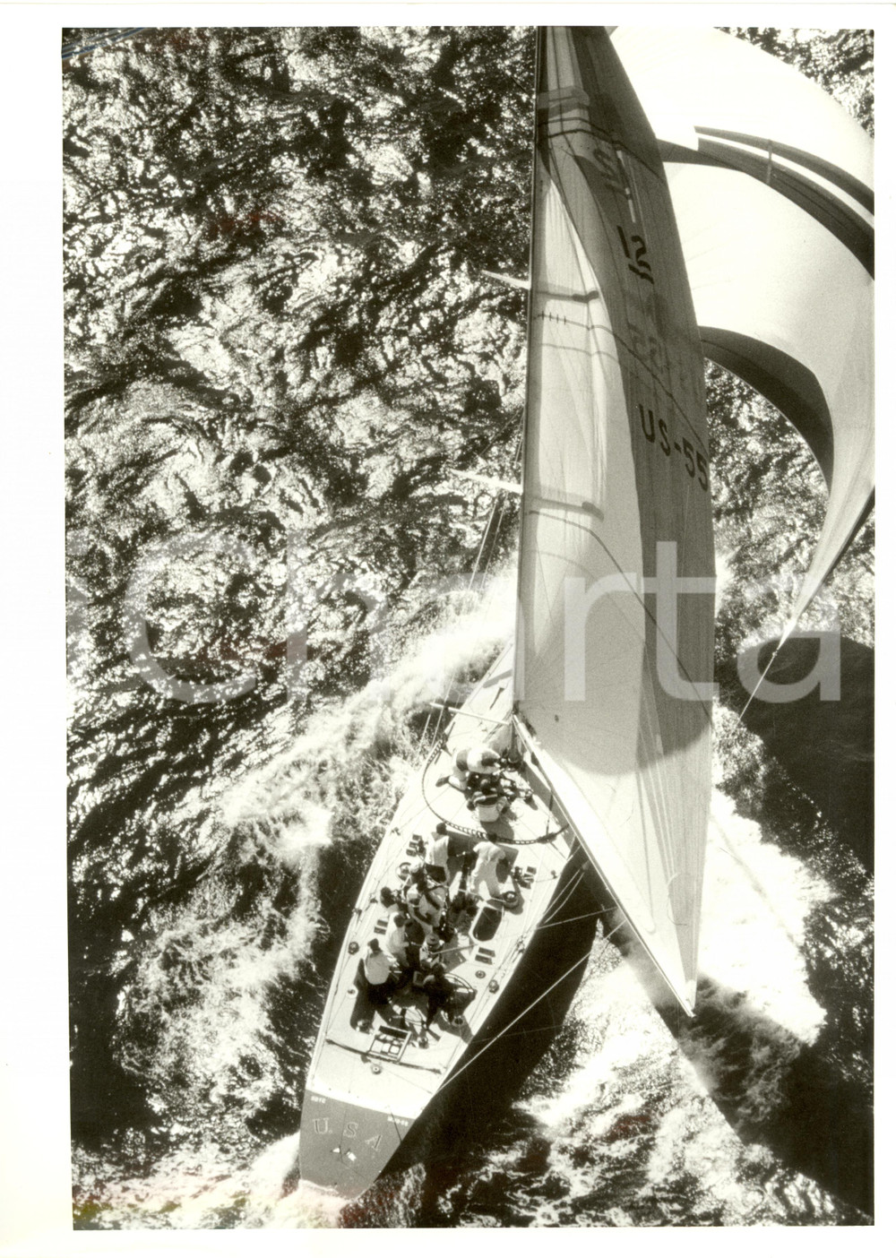 Fotografia d epoca originale 1987 FREMANTLE AU Louis Vuitton Cup STARS AND STRIPES Veduta aerea REGATTA 24x30 1