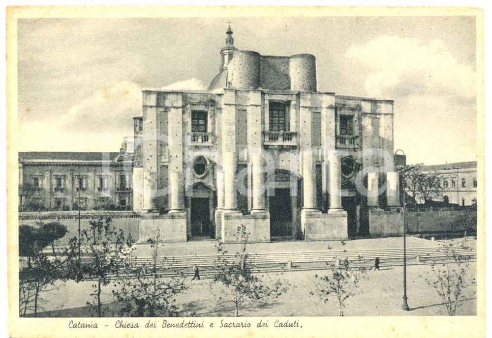 Cartolina originale da collezione 1940 ca Facciata del Monastero benedettino di SAN NICOLO  L ARENA FG NV ANIMATA 1