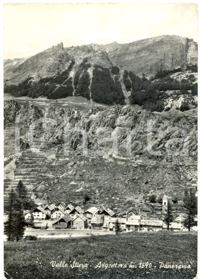 Cartolina originale da collezione 1962 ARGENTERA CN Abitazioni della VALLE STURA e parete rocciosa FG VG 1