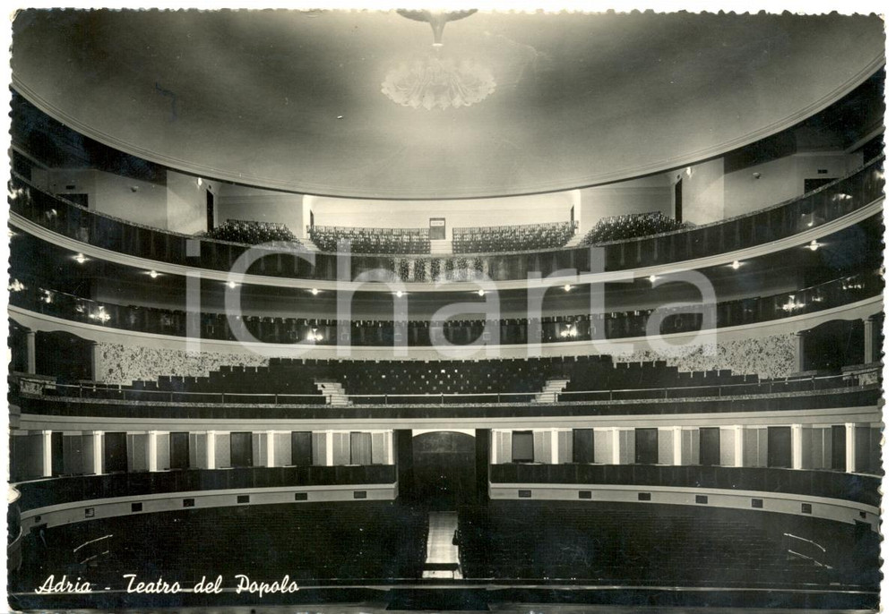 Cartolina originale da collezione 1948 ADRIA RO Veduta platea interno Teatro del POPOLO Cartolina postale FG VG 1